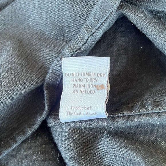 Celtic Ranchwear Grandfather Button Down Irish Linen Band Collar Western 2XL GUC - Picture 11 of 11